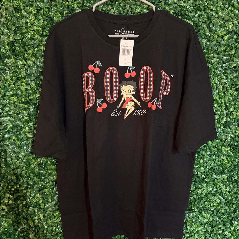 Betty Boop Black Graphic Short Sleeve Tee